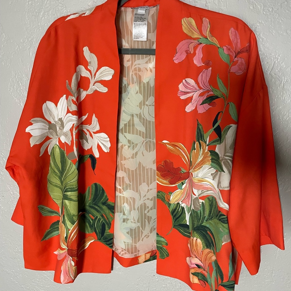 Chico's Tropical Floral Kimono - Picture 6 of 9